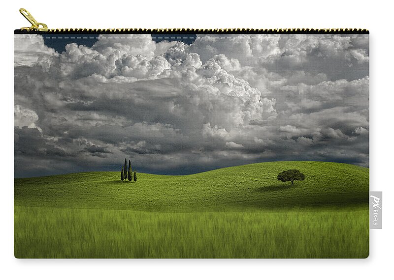 Grass Zip Pouch featuring the photograph Distant Thunder by Carlos Gotay