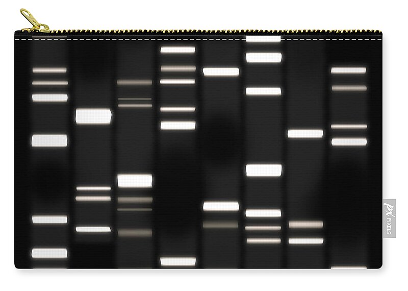 Dna Art Zip Pouch featuring the digital art DNA Art White on Black by Michael Tompsett
