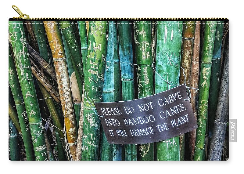 Bamboo Carry-all Pouch featuring the photograph Do Not Carve by Portia Olaughlin