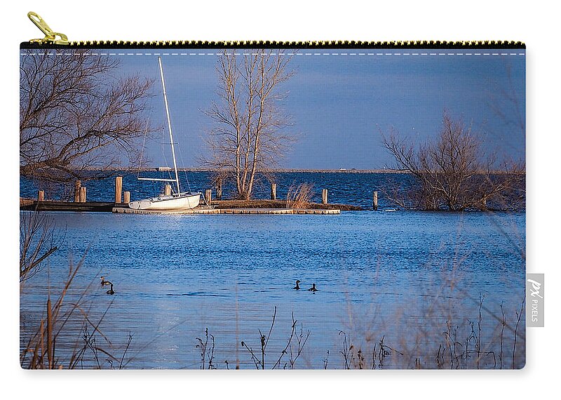 Sail Zip Pouch featuring the photograph Docked Sail Boat by Buck Buchanan