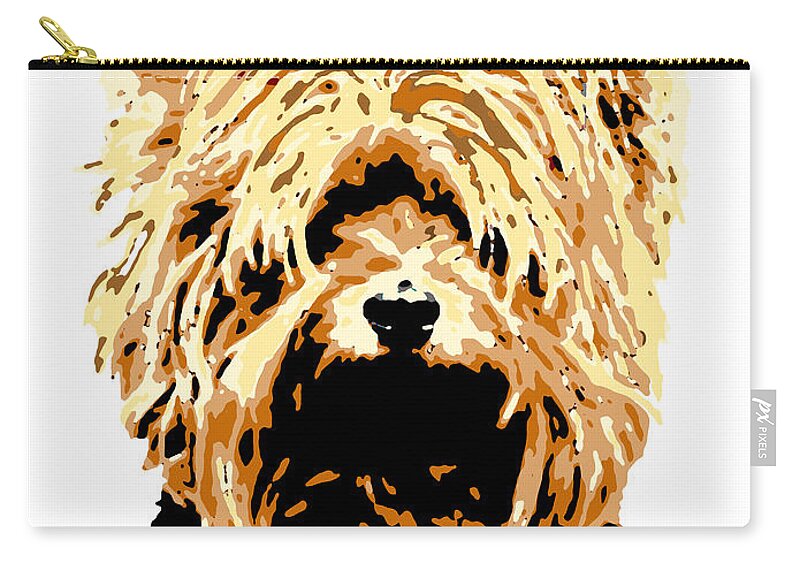 Dog Zip Pouch featuring the digital art Dog 147 Yorkshire by Lucie Dumas