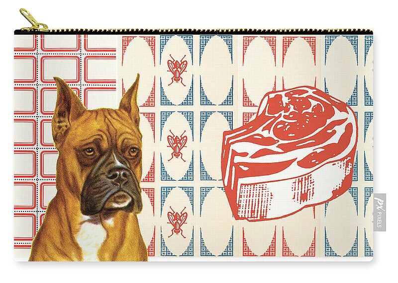 Animal Zip Pouch featuring the drawing Dog dreams of steak by CSA Images