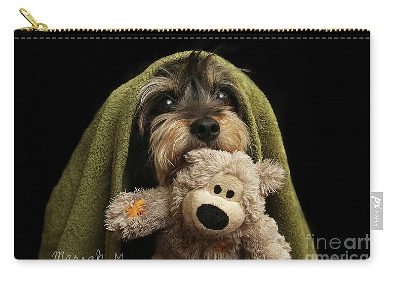 Doggy Bed Time Zip Pouch featuring the photograph Doggy Bed Time by Mariah Mobley