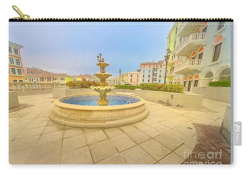 Doha Zip Pouch featuring the photograph Doha Qanat Quartier Fountain by Benny Marty
