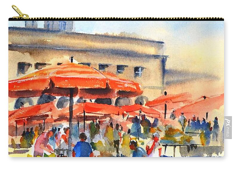 Market Zip Pouch featuring the painting Dolce Market, Zagreb - 2 by Betty M M Wong