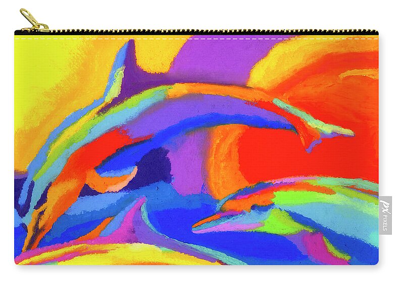 Dolphin Zip Pouch featuring the painting Dolphin Dance by Stephen Anderson