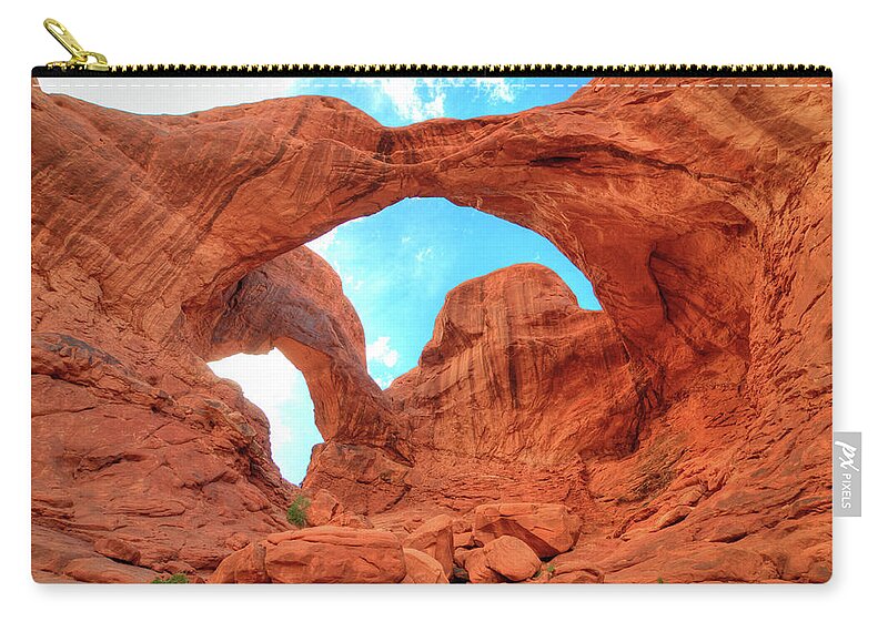 Scenics Zip Pouch featuring the photograph Double Arch, Arches National Park - Utah by Www.35mmnegative.com