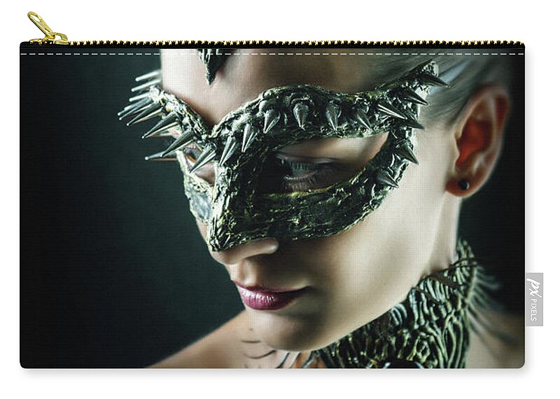 Amazing Mask Carry-all Pouch featuring the photograph Dragon Queen Vintage eye mask by Dimitar Hristov