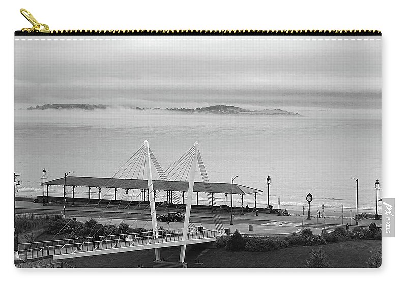 Revere Zip Pouch featuring the photograph Dramatic Fog Over Nahant From Revere Beach Revere MA by Toby McGuire