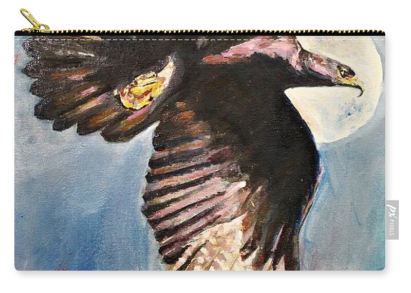 Eagle Zip Pouch featuring the painting Dream big by Khalid Saeed