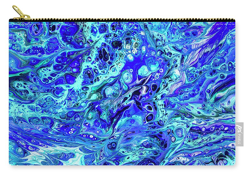Poured Acrylics Carry-all Pouch featuring the painting Dream in Purple and Green by Lucy Arnold