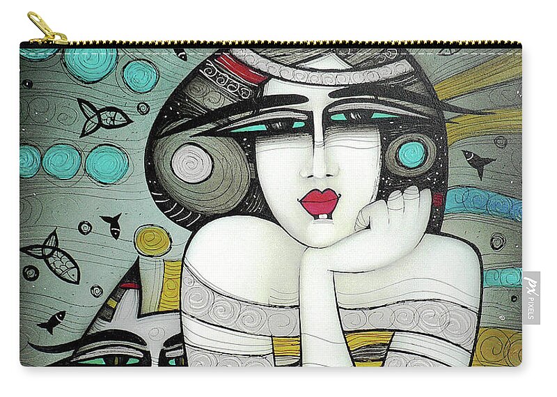 Albena Zip Pouch featuring the painting Dreamings by Albena Vatcheva