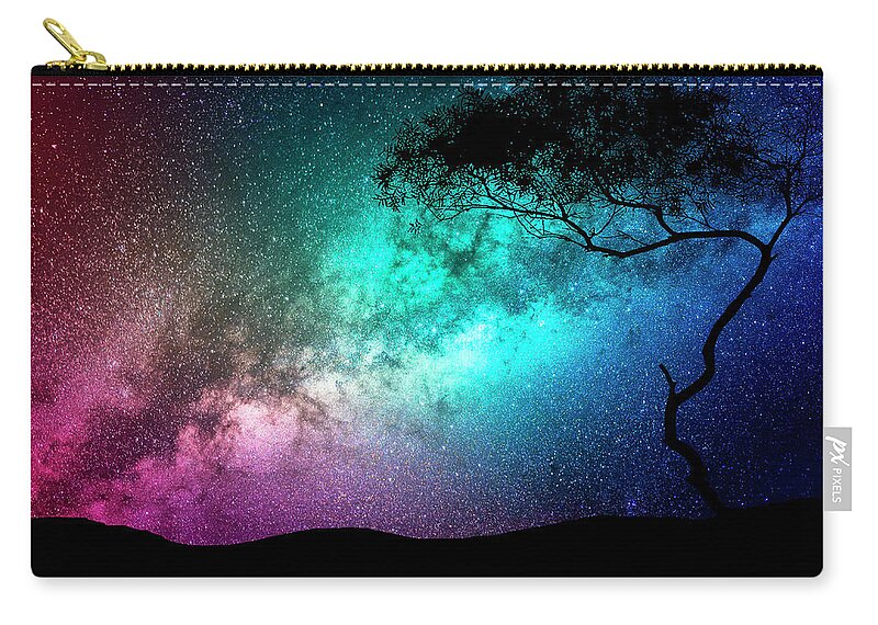 Dreamland Zip Pouch featuring the mixed media Dreamland Midnight Moment With Magical Nightsky by Johanna Hurmerinta