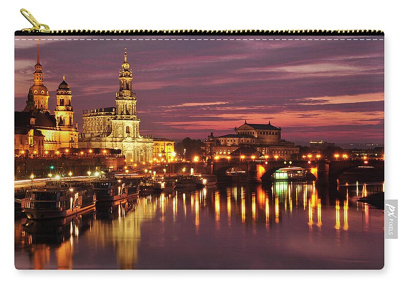 Art Zip Pouch featuring the photograph Dresden, Afterglow Over The Skyline by Zu 09