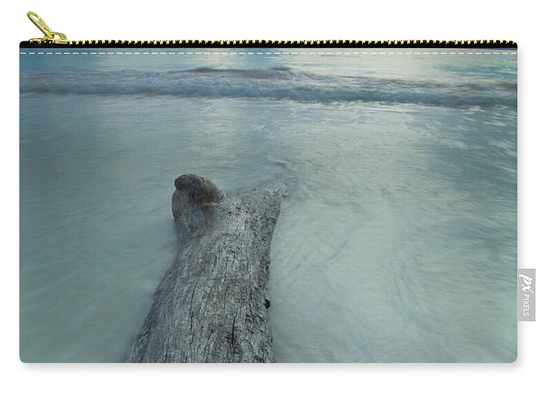 Scenics Zip Pouch featuring the photograph Driftwood On Maroma Beach At Sunset by J. Andruckow