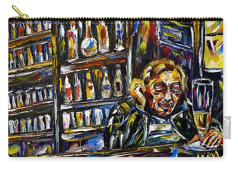 Drinking Man Zip Pouch featuring the painting Drinker by Mirek Kuzniar