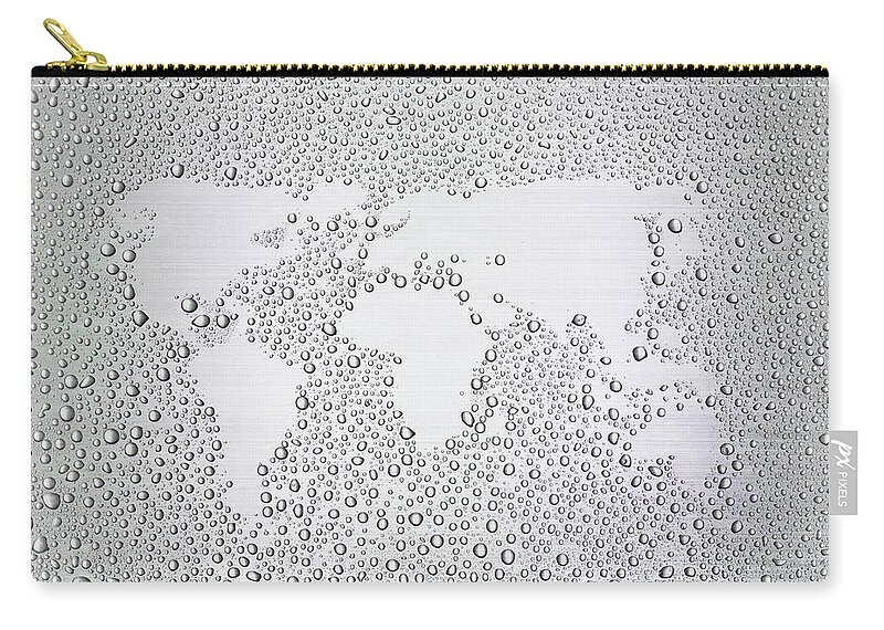 Vitality Zip Pouch featuring the photograph Drop Of Water Drawing World Map On by Yuji Sakai