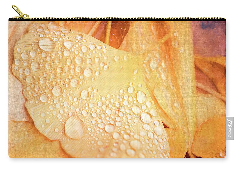 Ginkgo Zip Pouch featuring the photograph Drops of Life by Philippe Sainte-Laudy