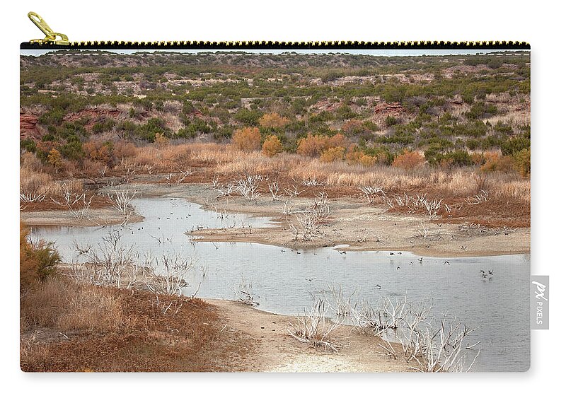 Reservoir Zip Pouch featuring the photograph Drought Conditions Low Water Reservoir by Milehightraveler