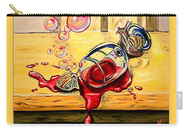 Surrealism Zip Pouch featuring the painting Drunken Snails by Alexandria Weaselwise Busen