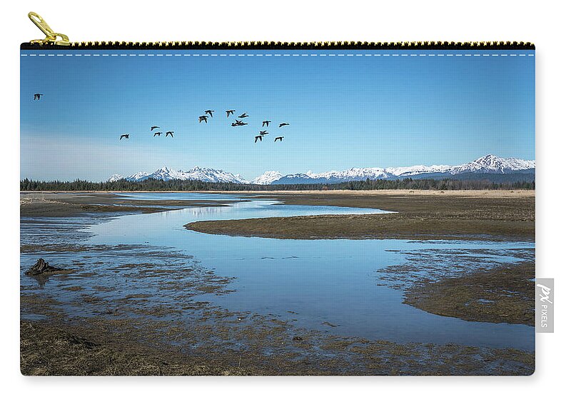  Zip Pouch featuring the photograph Ducks near the Salmon River by Michele Cornelius