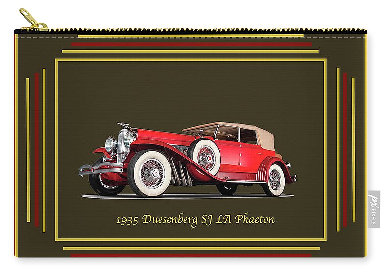 Duesenberg Zip Pouch featuring the digital art Duesenberg 1935 by Chuck Staley