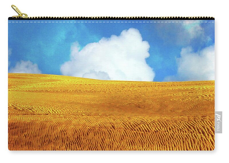 Sand Dunes Zip Pouch featuring the photograph Dune and Clouds by Timothy Bulone