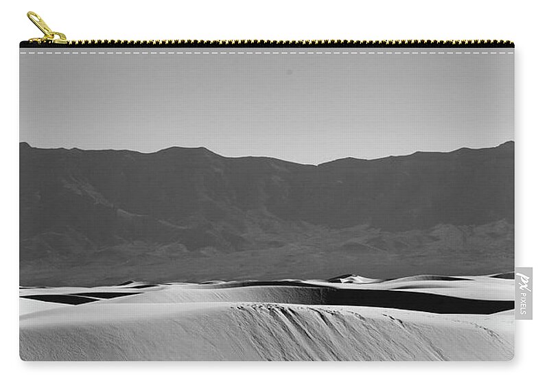 Richard E. Porter Zip Pouch featuring the photograph Dunes and Mountains #4151 - White Sands National Monument, New Mexico by Richard Porter