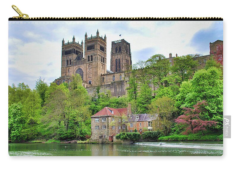 Durham Cathedral Zip Pouch featuring the photograph Durham Cathedral by Cathy P Jones