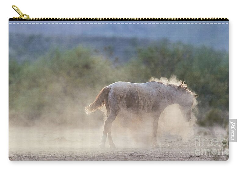 Shaking Off Dirt Zip Pouch featuring the photograph Dust Bath by Shannon Hastings