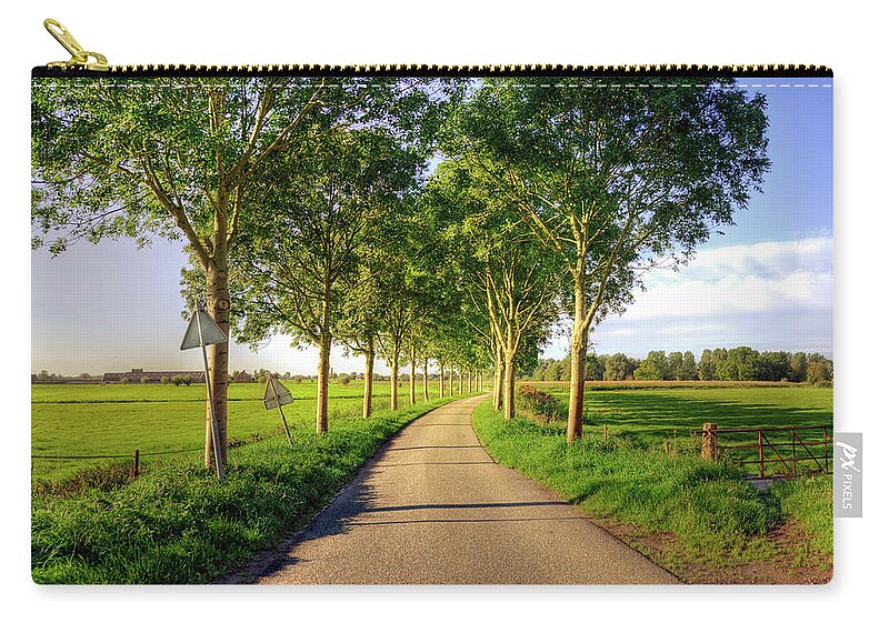 Scenics Zip Pouch featuring the photograph Dutch Country Road During Summer by Tjarko Evenboer / The Netherlands