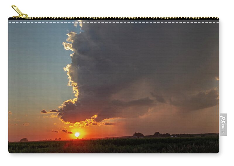 Nebraskasc Zip Pouch featuring the photograph Dying Nebraska Thunderstorms at Sunset 082 by NebraskaSC