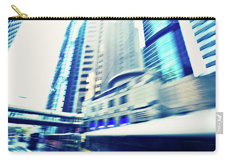 Long Zip Pouch featuring the photograph Dynamic Modern City Blur In Motion by Itsskin