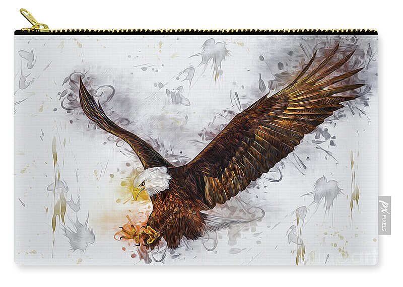 Bird Zip Pouch featuring the digital art Eagle by Ian Mitchell