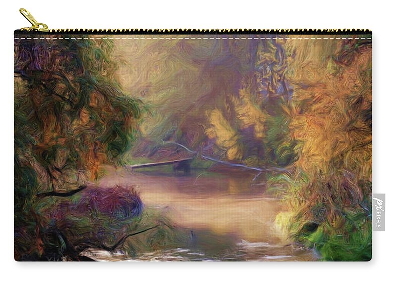 Austin Zip Pouch featuring the painting Early Morning in Autumn by Troy Caperton