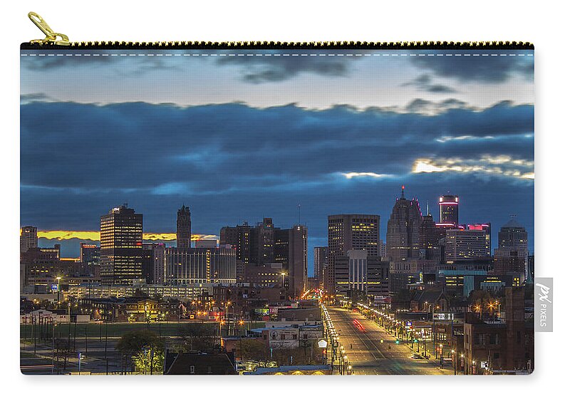 Detroit Zip Pouch featuring the photograph Early morning twilight in Detroit by Jay Smith
