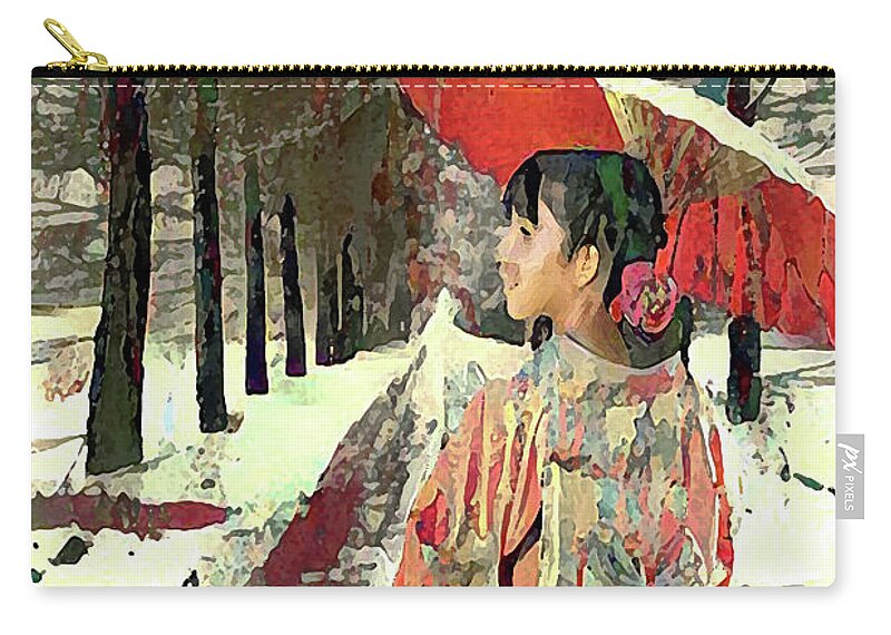 First Snow Zip Pouch featuring the digital art Early Snow by Alex Mir