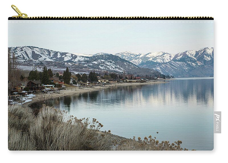 Early Spring Lake Chelan Reflections Zip Pouch featuring the photograph Early Spring Lake Chelan Reflections by Tom Cochran