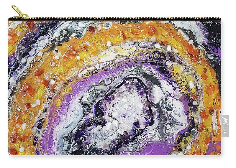 Acrylic Zip Pouch featuring the mixed media Earth Gems #18 w022 by Lori Sutherland