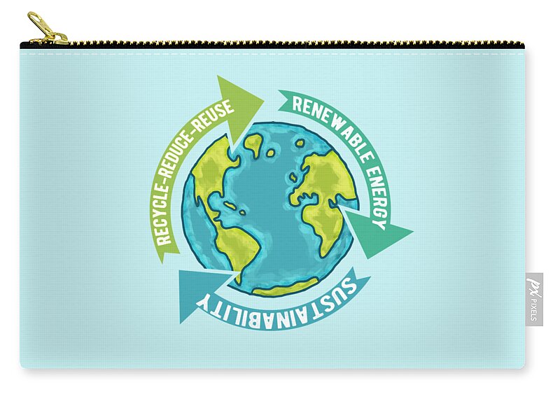 Earth Sustainability Carry-all Pouch featuring the digital art Earth Sustainability by Laura Ostrowski
