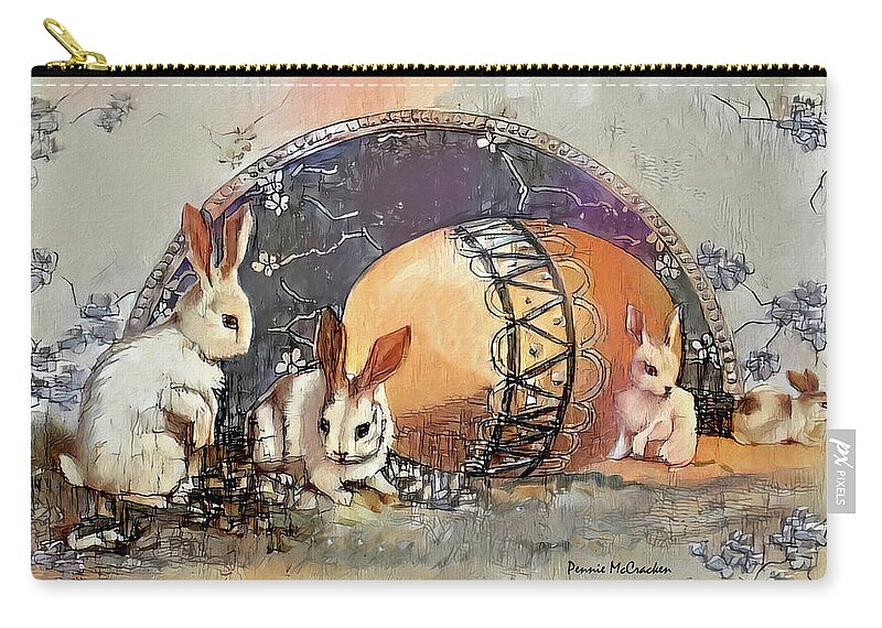 Bunnies Zip Pouch featuring the digital art Easter Bunnies by Pennie McCracken