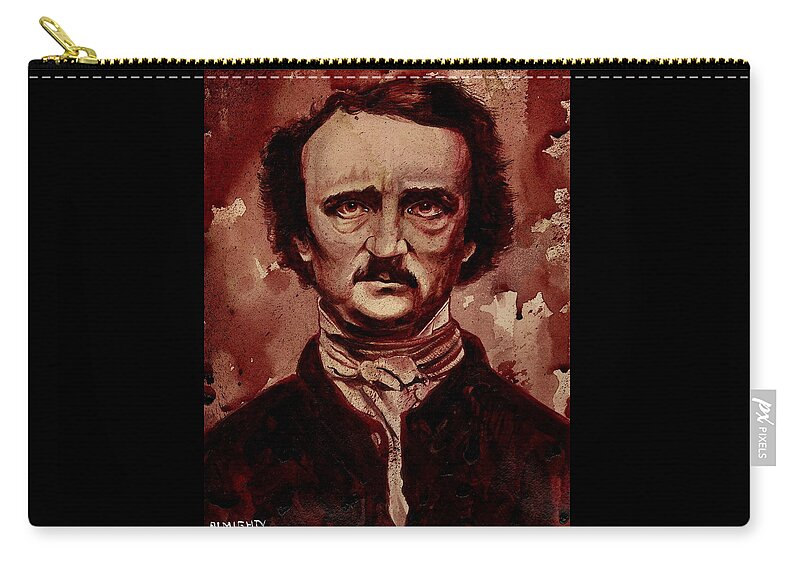 Ryanalmighty Carry-all Pouch featuring the painting EDGAR ALLAN POE dry blood by Ryan Almighty