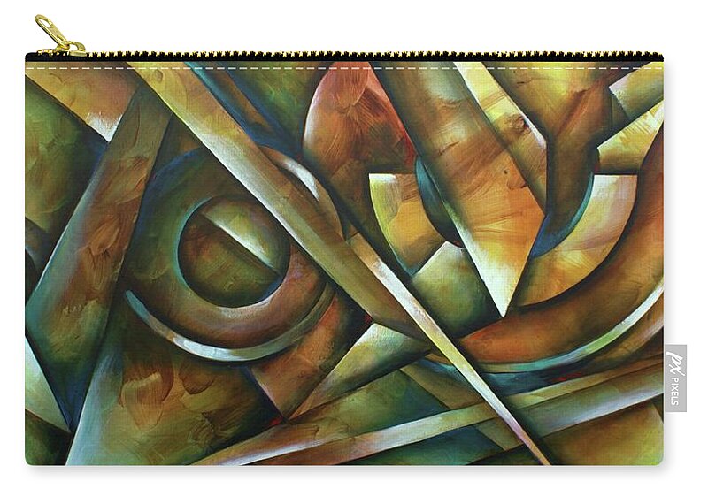Geometric Zip Pouch featuring the painting Edges by Michael Lang