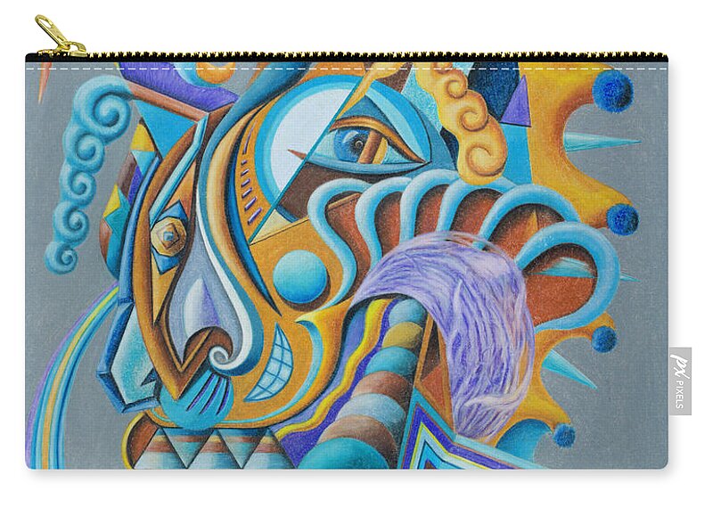 Abstract Zip Pouch featuring the drawing Edgy The Clown by Scott Brennan