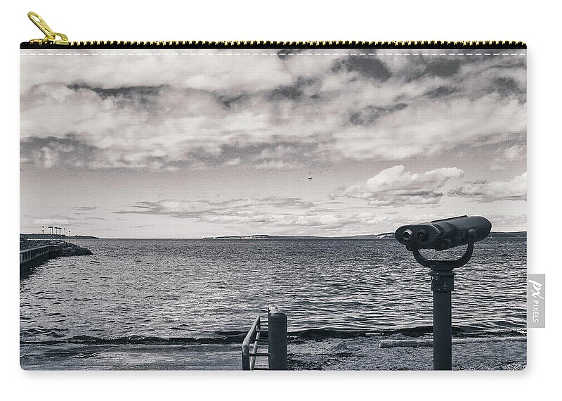 Black And White Zip Pouch featuring the photograph Edmonds Beach in Black and White by Anamar Pictures