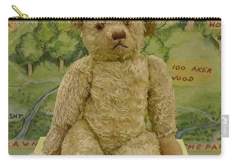 Richard Reeve Zip Pouch featuring the photograph Edward Bear - the original Winnie the Pooh by Richard Reeve