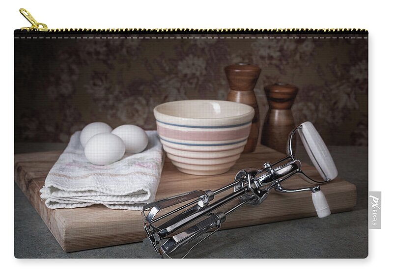 Eggs Zip Pouch featuring the photograph Eggbeater and Eggs Still Life by Tom Mc Nemar