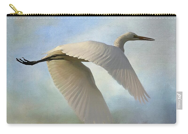 Egret Zip Pouch featuring the photograph Egret In The Clouds by HH Photography of Florida