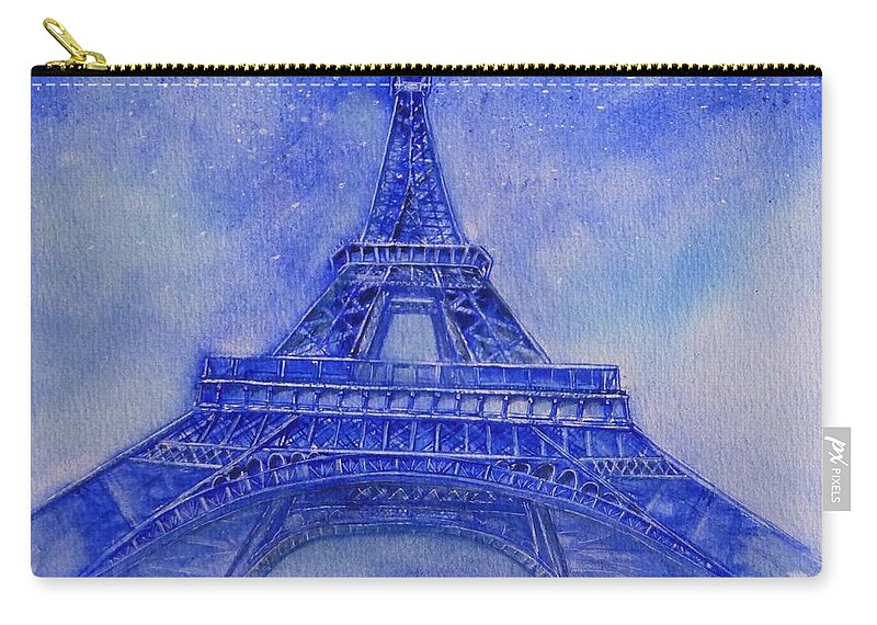Eiffel Tower Zip Pouch featuring the painting Eiffel Tower Nights by Kelly Mills