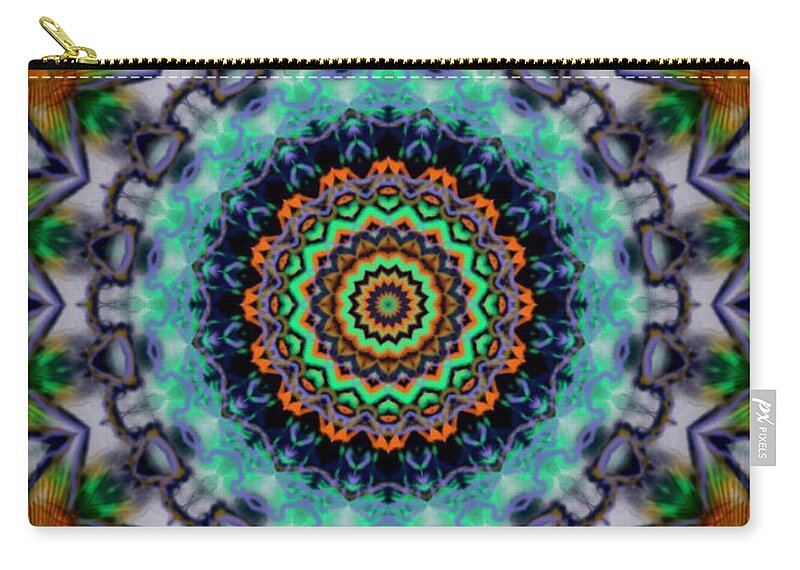Mandala Zip Pouch featuring the digital art Electric Mandala by Angela Weddle